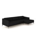 Ver imagem 2 de Sofá Bipartido Sala de Estar Kiara 292cm Chaise Direito Pés de Ferro Couro Preto G52 - Gran Belo