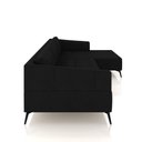 Ver imagem 5 de Sofá Bipartido Sala de Estar Kiara 292cm Chaise Direito Pés de Ferro Couro Preto G52 - Gran Belo