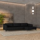 Ver imagem 1 de Sofá Bipartido Sala de Estar Kiara 292cm Chaise Direito Pés de Ferro Couro Preto G52 - Gran Belo