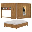 Ver imagem 2 de Guarda-Roupa Casal Modulado 5 Portas com Cama Santiago 3 Portas com Espelho 5 Gavetas Marrom/Cinamomo