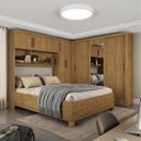 Ver imagem 1 de Guarda-Roupa Casal Modulado 5 Portas com Cama Santiago 3 Portas com Espelho 5 Gavetas Marrom/Cinamomo