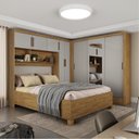 Ver imagem 1 de Guarda-Roupa Casal Modulado 5 Portas com Cama Santiago 3 Portas com Espelho 5 Gavetas Bege/Cinamomo/Off White