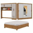 Ver imagem 3 de Guarda-Roupa Casal Modulado 5 Portas com Cama Santiago 3 Portas com Espelho 5 Gavetas Bege/Cinamomo/Off White