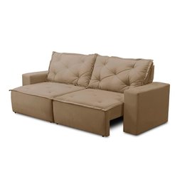 Sofá Retrátil e Reclinável 2 Lugares com Molas 1,50m Aline Suede Cappuccino Rover & Beato - 5