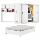 Ver imagem 3 de Guarda-Roupa Casal Modulado 5 Portas com Cama Santiago 3 Portas Plus 5 Gavetas com Espelho Branco