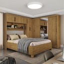 Ver imagem 1 de Guarda-Roupa Casal Modulado 5 Portas com Cama Santiago 3 Portas Plus 5 Gavetas com Espelho Marrom/Cinamomo