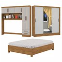 Ver imagem 3 de Guarda-Roupa Casal Modulado 5 Portas com Cama Santiago 3 Portas Plus 5 Gavetas com Espelho Bege/Cinamomo/Off White