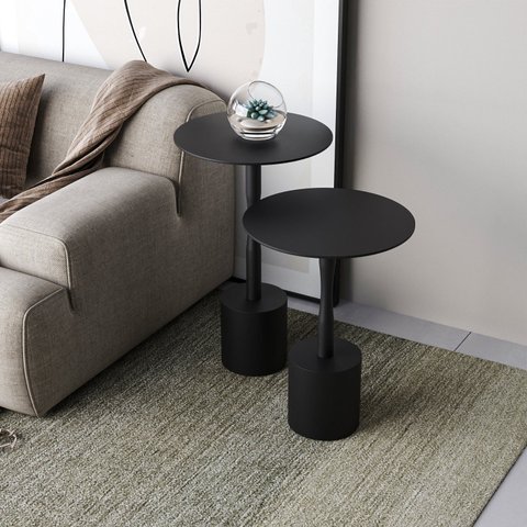 Conjunto Mesa Lateral de Canto Parma 100% MDF 65cm x 40cm x 40 cm Preto