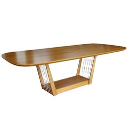 Sala de Jantar Veneza (tampo+base) 2,60 X 1,20, com 8 Cadeiras Laura Verniz Nogueira, Corino Marrom - 2