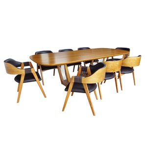 Sala de Jantar Veneza (tampo+base) 2,60 X 1,20, com 8 Cadeiras Laura Verniz Nogueira, Corino Marrom