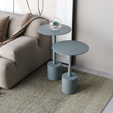 Conjunto Mesa Lateral de Canto Parma 100% MDF 65cm x 40cm x 40cm Cinza