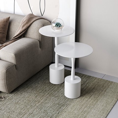 Conjunto Mesa Lateral de Canto Parma 100% MDF 65cm x 40cm x 40cm Branco