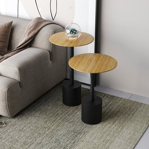 Conjunto Mesa Lateral de Canto Parma 100% MDF 65cm x 40cm x 40cm Marrom