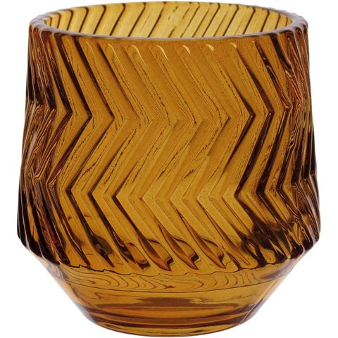 Castiçal Decorativo de Vidro Âmbar 8x8x8cm Porta Vela Mesa Jantar Decoração Sala
