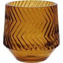 Ver imagem 1 de Castiçal Decorativo de Vidro Âmbar 8x8x8cm Porta Vela Mesa Jantar Decoração Sala