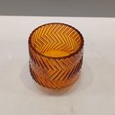 Ver imagem 5 de Castiçal Decorativo de Vidro Âmbar 8x8x8cm Porta Vela Mesa Jantar Decoração Sala