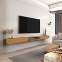 Ver imagem 1 de Rack Suspenso Aloe 2.2 para TV até 85 Polegadas 100% MDF com 2 Portas Nature Amadeirado Yescasa