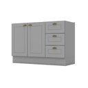 Ver imagem 1 de Balcão de Cozinha 120cm 2 Portas 3 Gavetas Henn Americana Cinza Hp