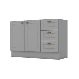Balcão de Cozinha 120cm 2 Portas 3 Gavetas Henn Americana Cinza Hp - 1