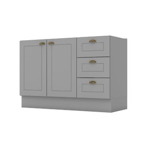 Balcão de Cozinha 120cm 2 Portas 3 Gavetas Henn Americana Cinza Hp