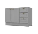 Ver imagem 1 de Balcão de Cozinha 120cm 2 Portas 3 Gavetas Henn Americana Cinza Hp