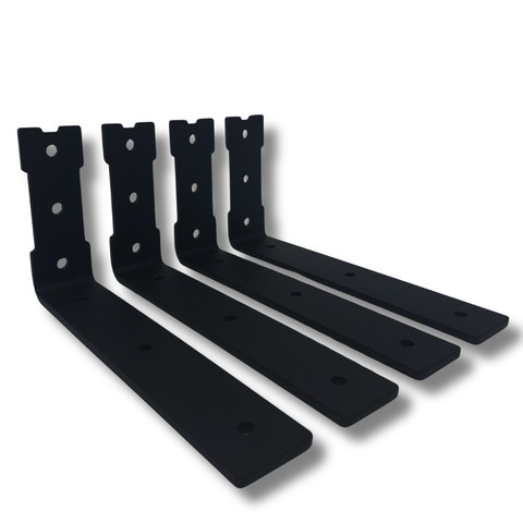 4 Suportes Mão Francesa 15cm Fixador de Pare Design Moderno Embutido em L Preto