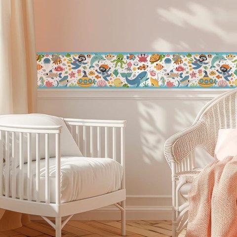 Faixa Decorativa Adesiva (autocolante) - Fundo do Mar