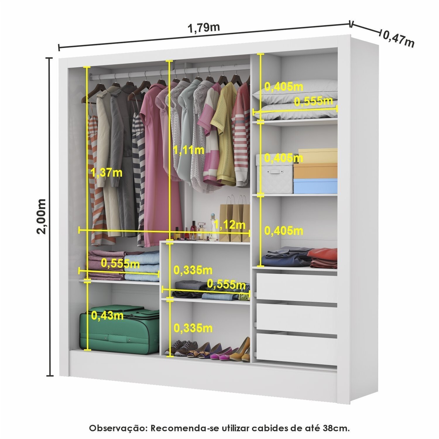 Guarda-roupa Casal Modulado 4 Portas Santiago 3 Portas Premium 5 Gaveta com Espelho - 4