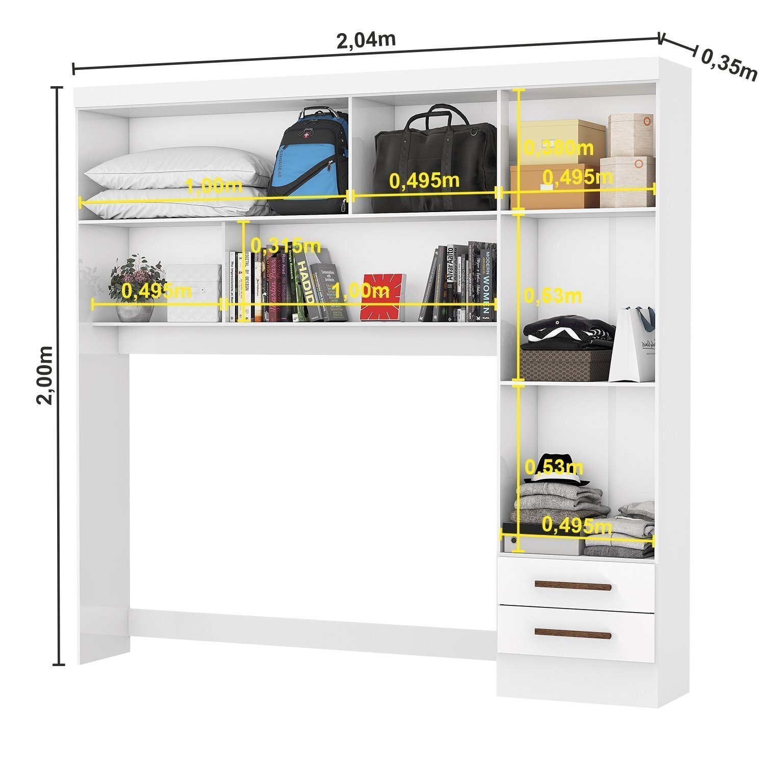 Guarda-roupa Casal Modulado 4 Portas Santiago 3 Portas Premium 5 Gaveta com Espelho - 2