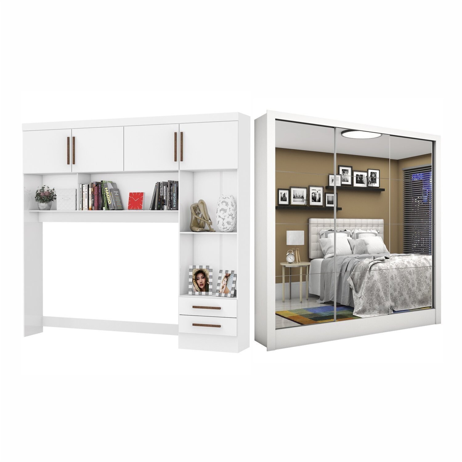 Guarda-roupa Casal Modulado 4 Portas Santiago 3 Portas Premium 5 Gaveta com Espelho - 3
