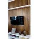 Ver imagem 1 de Kit 10 Placas Madeira Painel Ripado Imbuia em Mdf Autocolante 15x53 Cm