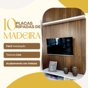 Ver imagem 2 de Kit 10 Placas Madeira Painel Ripado Imbuia em Mdf Autocolante 15x53 Cm