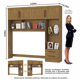 Guarda-roupa Casal Modulado 4 Portas Santiago 3 Portas Premium 5 Gaveta com Espelho - 5