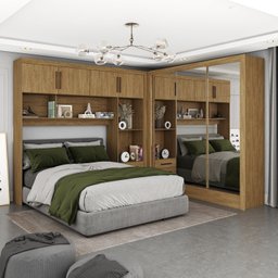 Guarda-roupa Casal Modulado 4 Portas Santiago 3 Portas Premium 5 Gaveta com Espelho - 1
