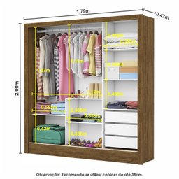 Guarda-roupa Casal Modulado 4 Portas Santiago 3 Portas Premium 5 Gaveta com Espelho - 4