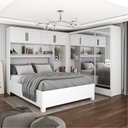 Ver imagem 1 de Guarda-Roupa Casal Modulado 4 Portas com Cama Santiago 3 Portas Premium 5 Gaveta com Espelho Branco