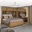 Ver imagem 1 de Guarda-Roupa Casal Modulado 4 Portas com Cama Santiago 3 Portas Premium 5 Gaveta com Espelho Marrom/