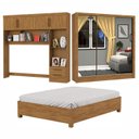 Ver imagem 3 de Guarda-Roupa Casal Modulado 4 Portas com Cama Santiago 3 Portas Premium 5 Gaveta com Espelho Marrom/