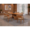 Ver imagem 1 de Sala de Jantar Maciça 6 Cadeiras 1,80x90 Dunnas Sala Nobre