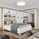 Ver imagem 1 de Guarda-Roupa Casal Modulado 5 Portas com Cama Santiago 3 Portas Premium 5 Gaveta com Espelho Branco
