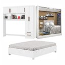 Ver imagem 3 de Guarda-Roupa Casal Modulado 5 Portas com Cama Santiago 3 Portas Premium 5 Gaveta com Espelho Branco