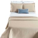 Ver imagem 1 de Kit Cobre Leito Colcha Quality Casal 3 Peças Percale 200 Fios Bordado - Cáqui