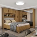 Ver imagem 1 de Guarda-Roupa Casal Modulado 5 Portas com Cama Santiago 3 Portas Premium 5 Gaveta com Espelho Marrom/