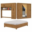 Ver imagem 3 de Guarda-Roupa Casal Modulado 5 Portas com Cama Santiago 3 Portas Premium 5 Gaveta com Espelho Marrom/