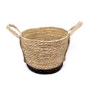 Ver imagem 1 de Cesto de Fibra Natural Seagrass Com Fundo Preto 24,5x31x33 cm - D'Rossi