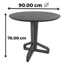 Ver imagem 3 de Mesa Jantar Tapes Redonda Nacional Móveis 90cm (larg) Base Madeira Amêndoa Tampo Madeira Vidro Branc