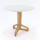 Ver imagem 1 de Mesa Jantar Tapes Redonda Nacional Móveis 90cm (larg) Base Madeira Amêndoa Tampo Madeira Vidro Branc