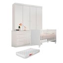 Ver imagem 1 de Jogo de Jogo de Quarto Infantil Old Clean Mdf Roupeiro + Cômoda + Berço C/ Colchão