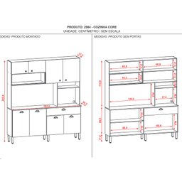 Armário de Cozinha 8 Portas 1 Gavetas Core - 4