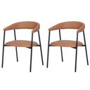 Ver imagem 1 de Kit 2 Cadeiras com Braço Chamonix Olivia Fratini Estofado Pu Caramelo Base Aço Carbono Preto
